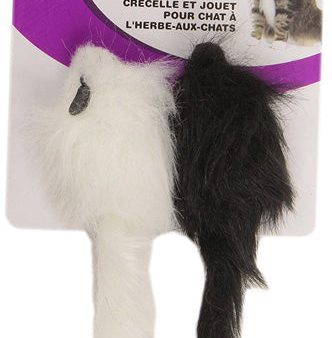 SPOT - Twin Miami Fur Mice Black And White 4  x 4.75  x 1  - 2 Pack For Discount