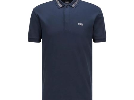 BOSS Navy Paddy Pixel Polo Shirt For Discount