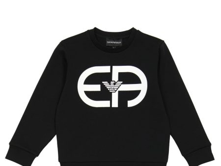 Armani Junior Black Print Logo Sweatshirt Online