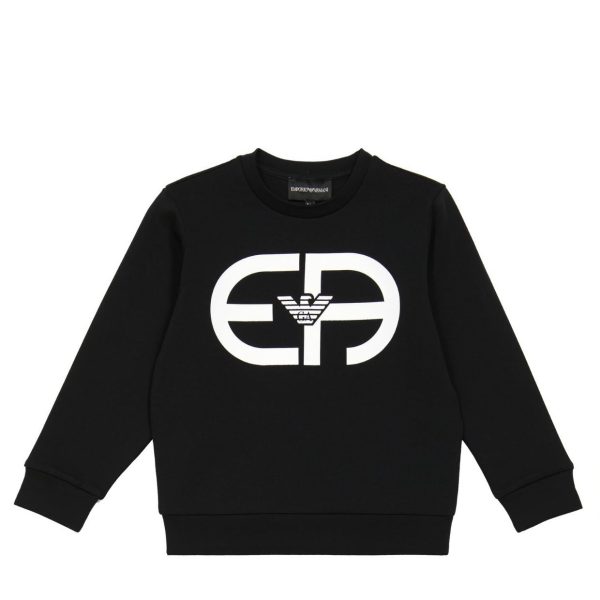 Armani Junior Black Print Logo Sweatshirt Online