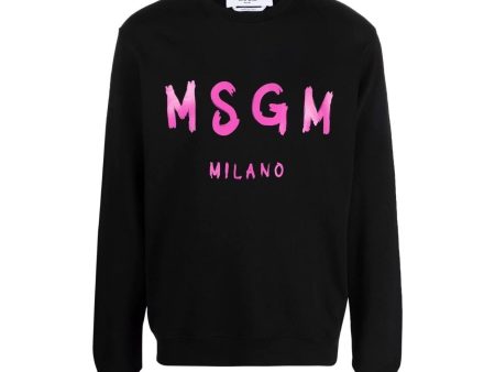 MSGM Black Print Logo Sweatshirt For Cheap