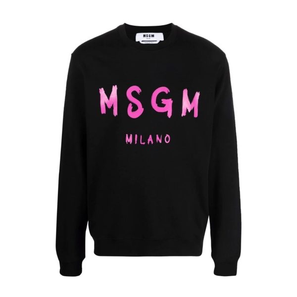 MSGM Black Print Logo Sweatshirt For Cheap