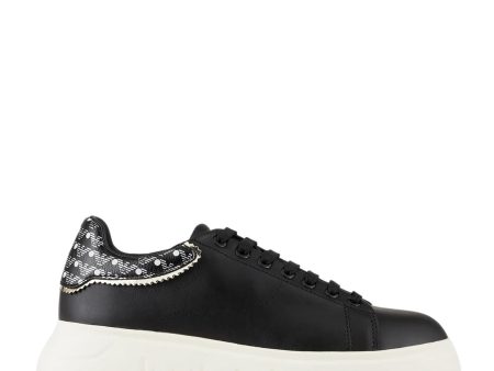 Emporio Armani Black Heel Monogram Sneakers Cheap