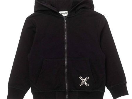 Kenzo Kids Cross Logo Black Hoodie Sale