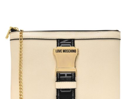 Love Moschino Cream Logo Tape Clasp Bag Hot on Sale