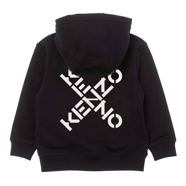 Kenzo Kids Cross Logo Black Hoodie Sale