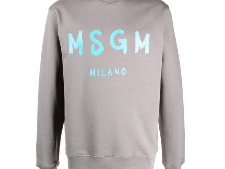 MSGM Grey Print Logo Sweatshirt Online now