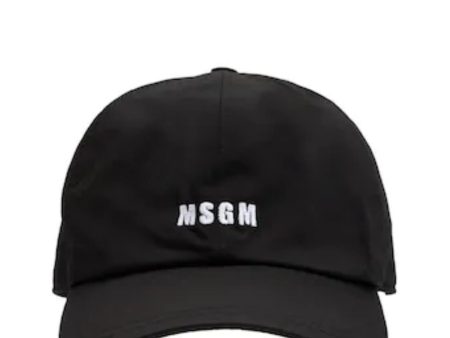 MSGM Black Embroidered Logo Cap For Cheap