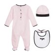 Balmain Baby Print Logo Pink Babygrow Set For Sale