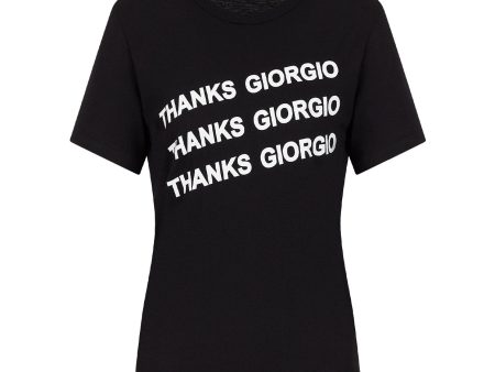 Emporio Armani Black  THANKS GIORGIO  Print T-shirt Hot on Sale