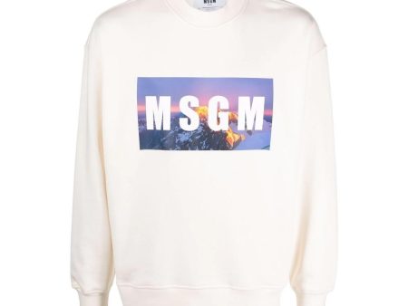 MSGM Cream Graphic Print Sweatshirt on Sale