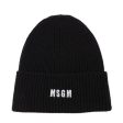 MSGM Black Embroidered Logo Beanie For Discount