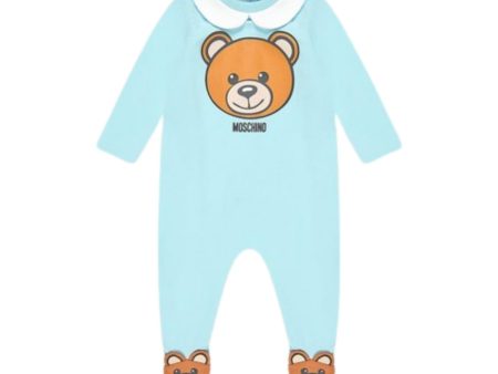 Moschino Baby Blue  Collar Babygrow For Cheap