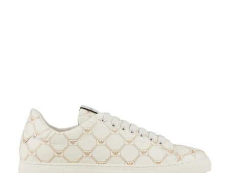 Emporio Armani White Pattern Eagle Logo Sneakers Online