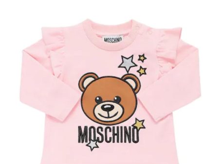 Moschino Baby Pink Embroidered Logo T-Shirt Hot on Sale