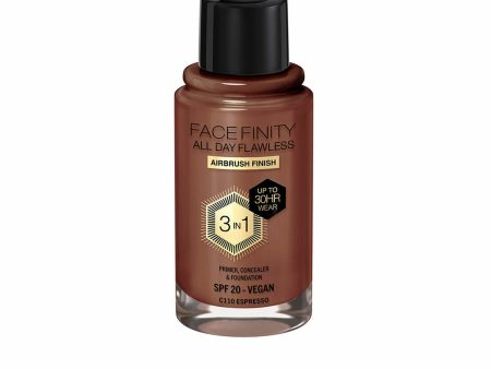 Crème Make-up Base Max Factor Face Finity All Day Flawless 3-in-1 Spf 20 Nº C110 Espresso 30 ml Hot on Sale