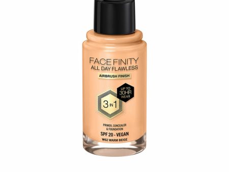 Crème Make-up Base Max Factor Face Finity All Day Flawless 3-in-1 Spf 20 Nº W62 Warm beige 30 ml Online Hot Sale