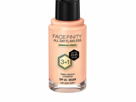 Crème Make-up Base Max Factor Face Finity All Day Flawless 3-in-1 Spf 20 Nº C40 Light ivory 30 ml Hot on Sale